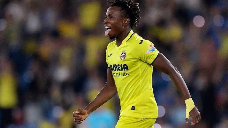 Villarreal celebrate Chukwueze after reaching landmark