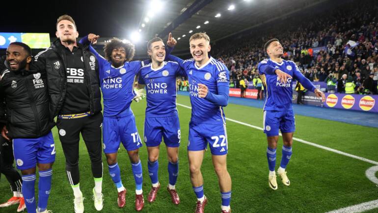 Leicester promoted back to Premier League after Leeds thrashed by QPR