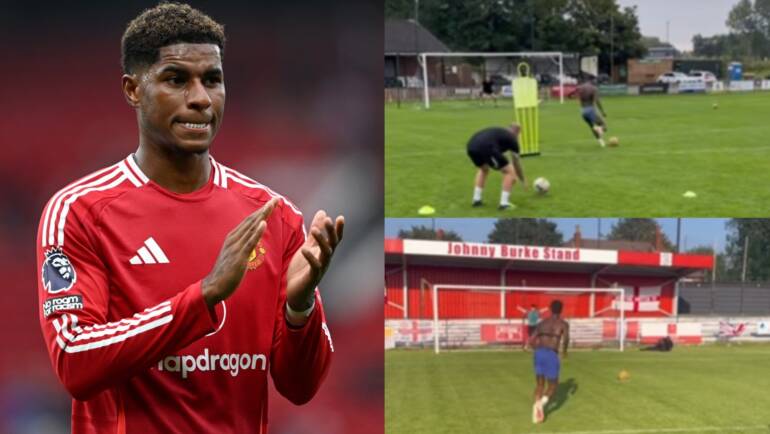 VIDEO: Marcus Rashford shows off ‘raw material’ in private training sessions as struggling Man Utd star sharpens shooting skills amid nine-game Premier League goal drought