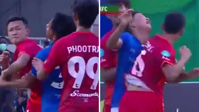 Soccer player breaks opponents jaw with vicious MMA strike