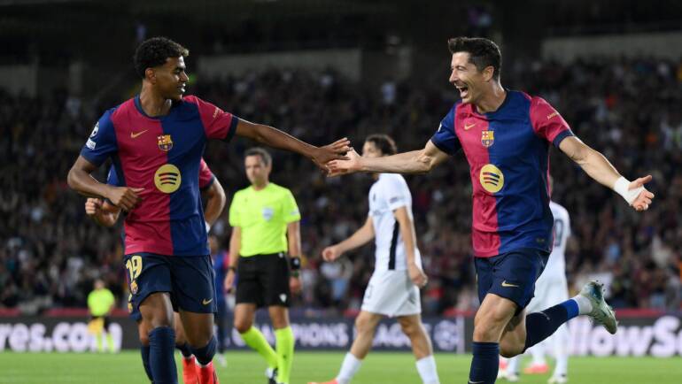 Lewandowski at the double as Barca put five past BSC Young Boys