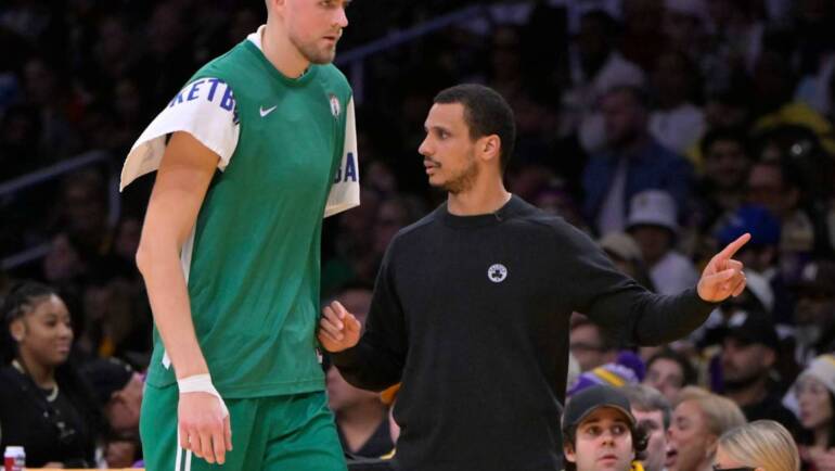 Celtics’ Porziņģis Posts Photo of Joe Mazzulla, Thierry Henry Drawing Up Plays