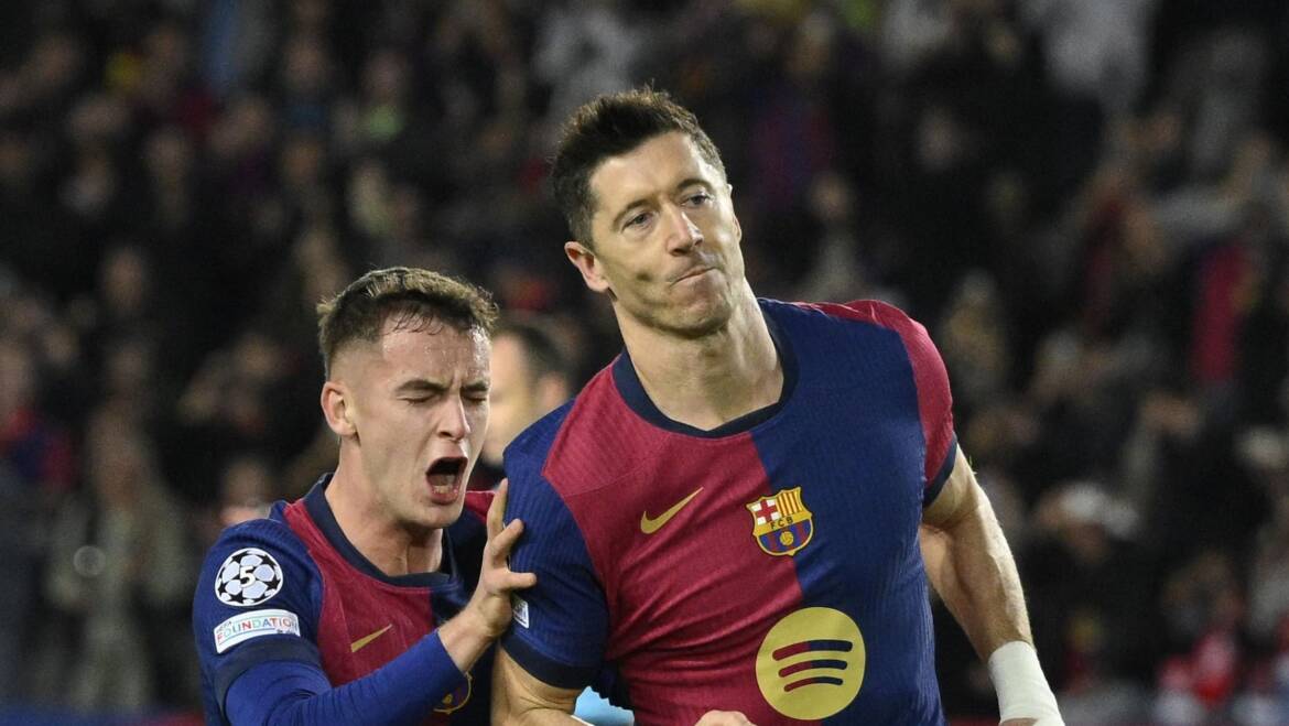 Lewandowski bags Champions League century as Barcelona sink Brest